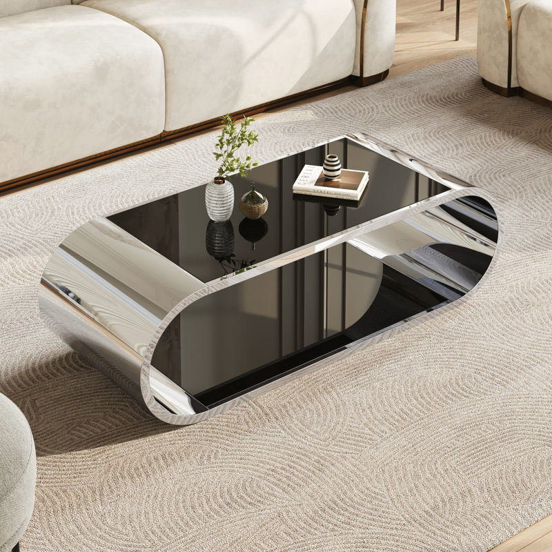 Table basse, table d'appoint à 2 niveaux avec plateau en verre