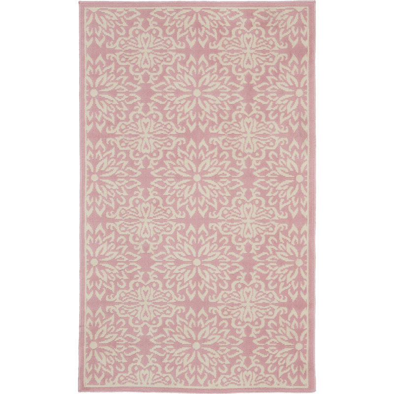 Tapis floral ivoire / rose Yurig, Rectangle 3 pi x 5 pi