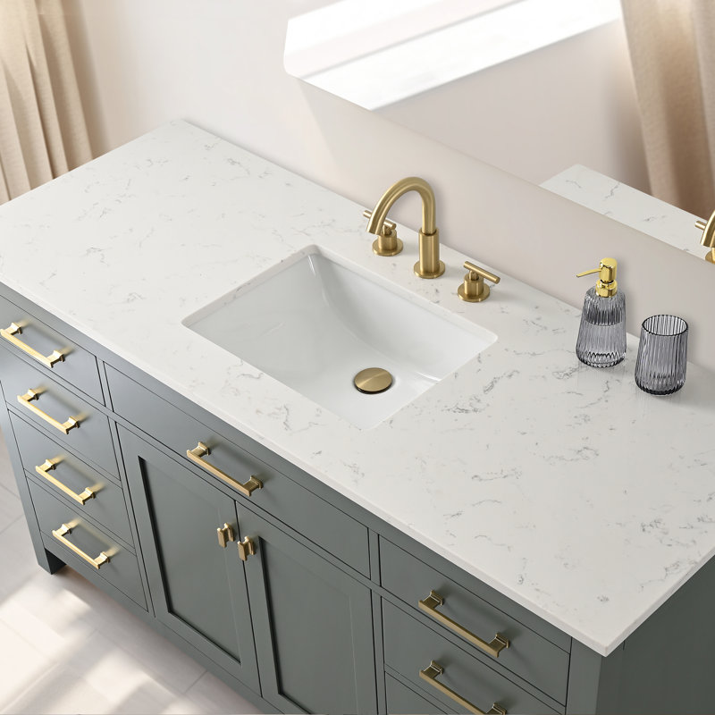 Trevor 60" W Single Vanity, Vintage Green/Brushed Gold