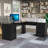 Arpan 60" L-Shaped Executive Desk with Drawers, Wood Home Office Corner Desk with Storage Cabinet-196462092