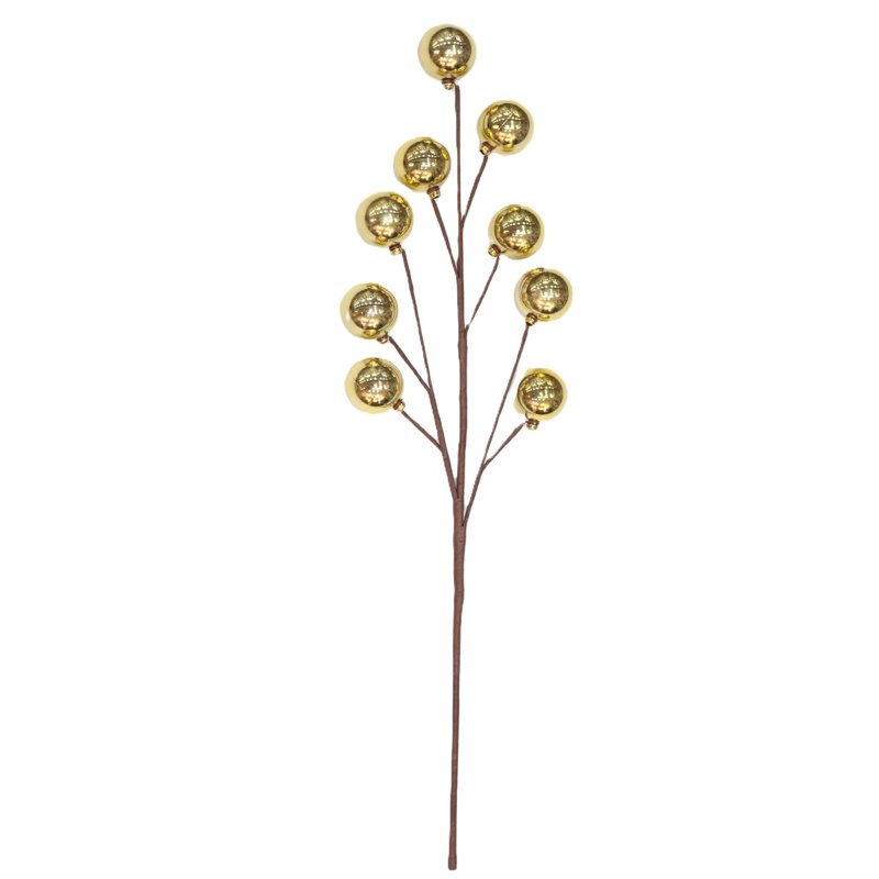 9 Ball Ornaments Christmas Pick, Doré
