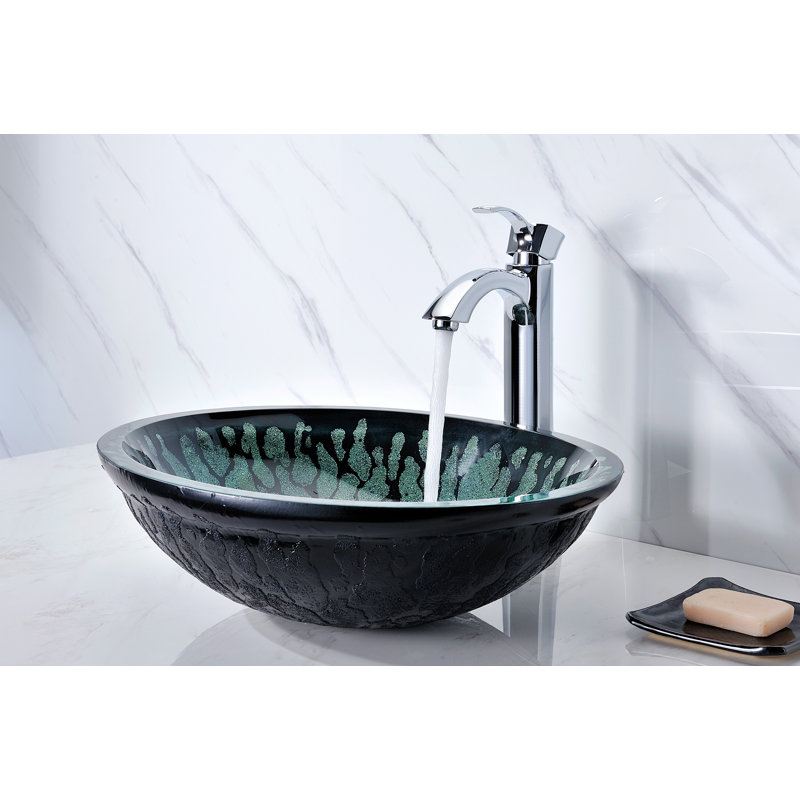 ANZZI Bravo 15.4 " Tempered Glass Circular Bathroom Sink