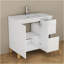 Ensemble de meuble-lavabo moderne 36 po avec lavabo combiné, 2 portes et 2 grands tiroirs, système de fermeture en douceur, conception sans poignée, pieds en bois massif naturel, lavabo en céramique, lavabo en céramique, assemblage facile, blanc brillant