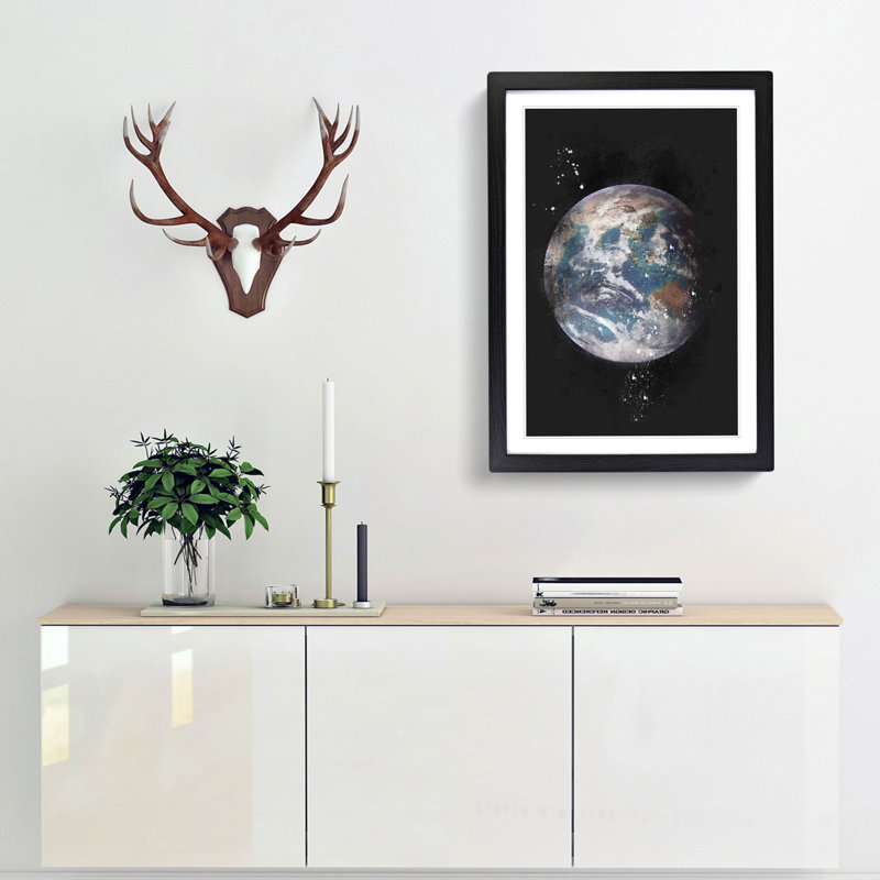 Eastern Hemisphere of Earth - Framed Print, 33cm H x 24cm W x 2cm D, Black Framed