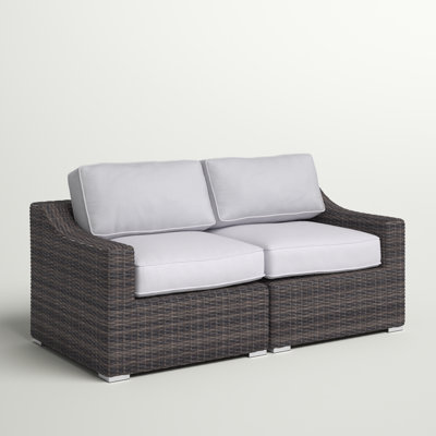 Dayse Fully Assembled 66" Wide Outdoor Wicker Loveseat with Cushions by Sol 72 Outdoor