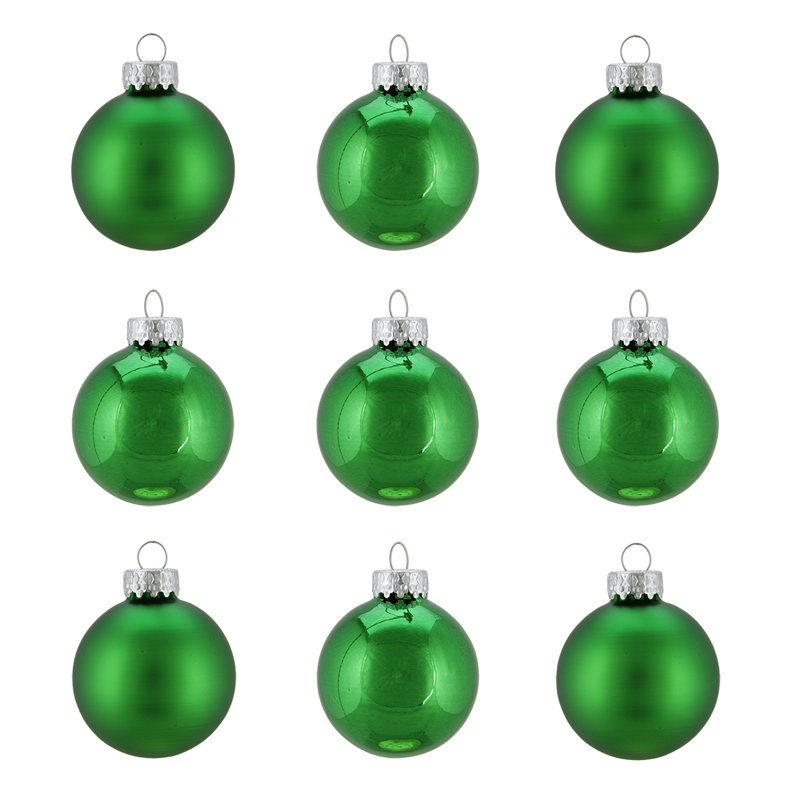 Boules de Noël en verre brillant et mat 2 po (50 mm), Vert émeraude