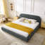 Structure de lit rembourrée de style minimaliste moderne avec tête de lit haute incurvée, tissu en fil de cercle de qualité supérieure et support de pieds robuste, matelas non inclus-2042121019-2042121020