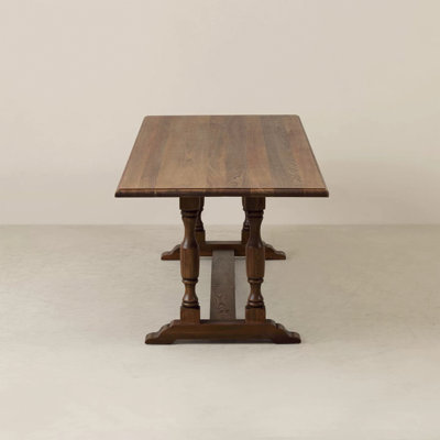 American Country Vintage Rectangular Solid Wood Dining Table with Distressed Finish