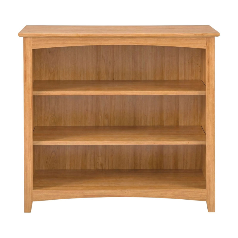 Malani 36" H Solid Wood Classic Bookcase, Natural, (3 Shelves) 36"H x 37.75"W x 12.875"D