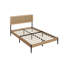 Structure de lit pleine grandeur en rotin Boho avec tête de lit en rotin naturel, plateforme en bois et en métal, lattes silencieuses et rangement sous le lit-355972202