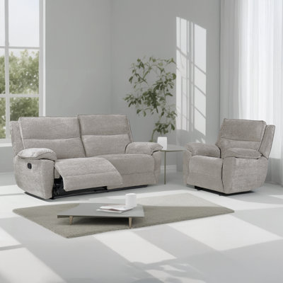 Berthony 3 Seater Chenille Reclining Sofa