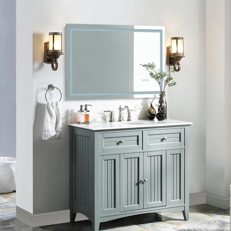 Frameless Led Bathroom Mirror,3 Colors Dimmable,anti-fog,memory Function,wall Mounted Lighted Vanity Mirror, 28" x 36"
