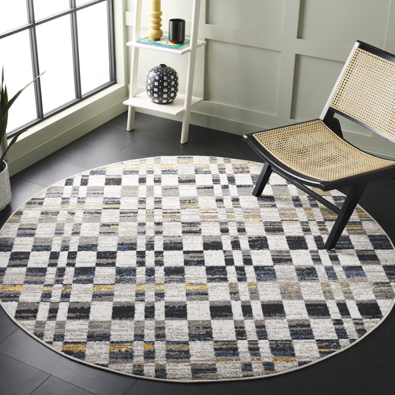 Pyramid Performance Geometric Rug, Round 6'7"