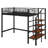Twin-Sized Metal Loft Bed, Features Upper Grid Storage Shelf And Ladder With Side Compartments-1935162052