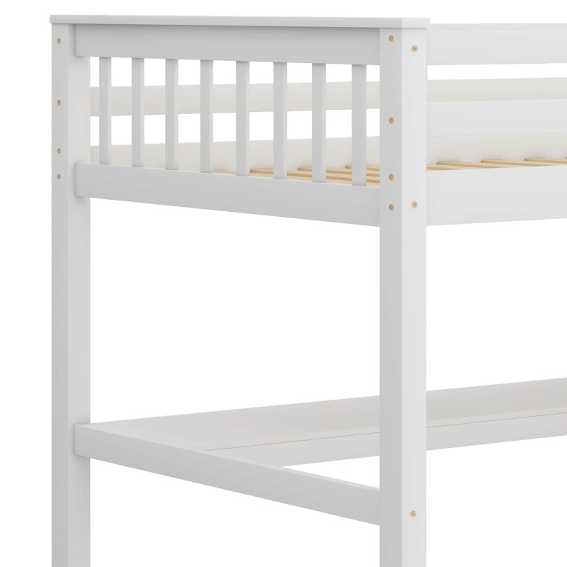Loft Bed With And Under-Bed Desk, Multifunctional Solid Wood Bed Frame With Storage Shelves, Full