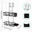 No Drilling Over Door Shower Caddy, 2-Tier Rustproof Hanging Shower Shelf with Soap Dish & Toothbrush Holder, Black Bathroom Storage Organizer for Shampoo, Razors & Towels