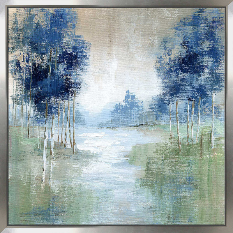 «Birch River» par Nan - reproduction d'art sur toile tendue, L 21,5 po x H 21,5 po, Encadrement argenté