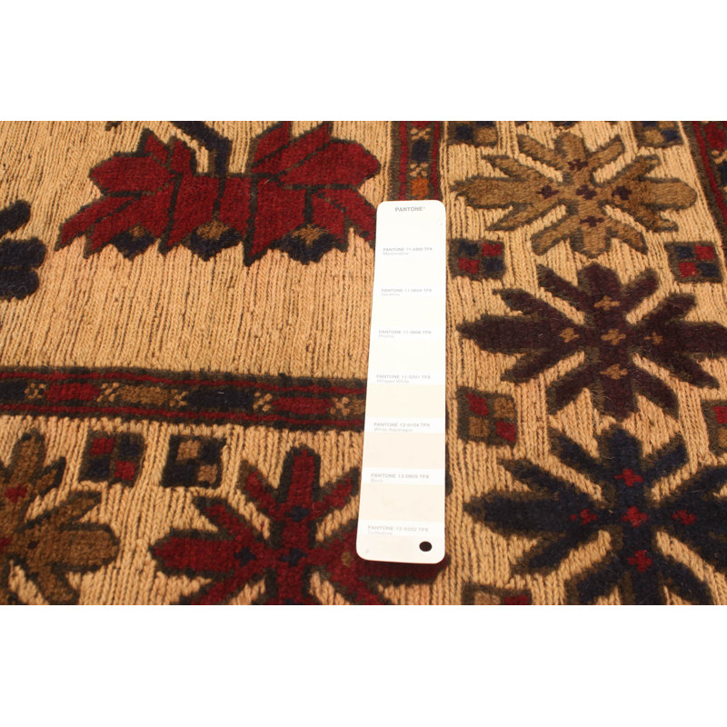 Tapis décoratif en laine noué à la main de conception unique 4 pi 2 po x 6 pi Charna New Age