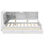 Lit plateforme simple en bois avec tête de lit rembourrée, tablettes et 2 tiroirs pour la chambre à coucher, blanc-118755744