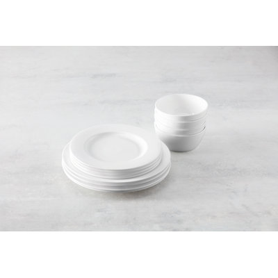 Service de table 12 pièces (service pour 4) Fortessa Ornament Bone China, blanc