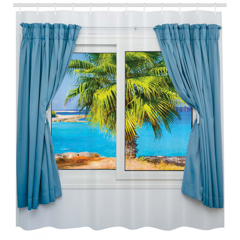 Beach Shower Curtain Set + Hooks, 84" H x 69" W