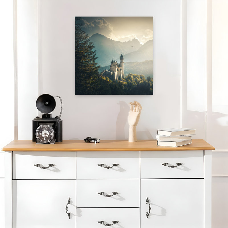 Art contemporain, paysage contemporain, architecture d'oiseaux abstraits, H 18 po x l 18 po