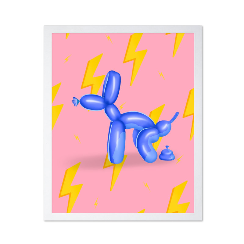 «Pooping Balloon Dog No3», Poster, 12"H x 16"W, White Framed