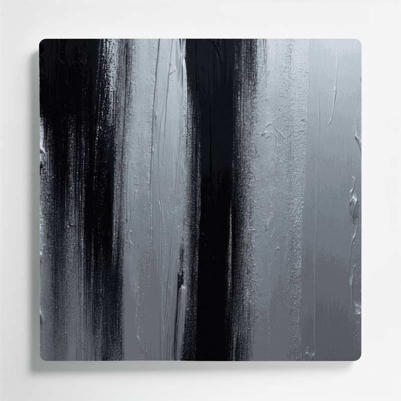 Art mural abstrait en métal gris 96, H 12 po x l 12 po