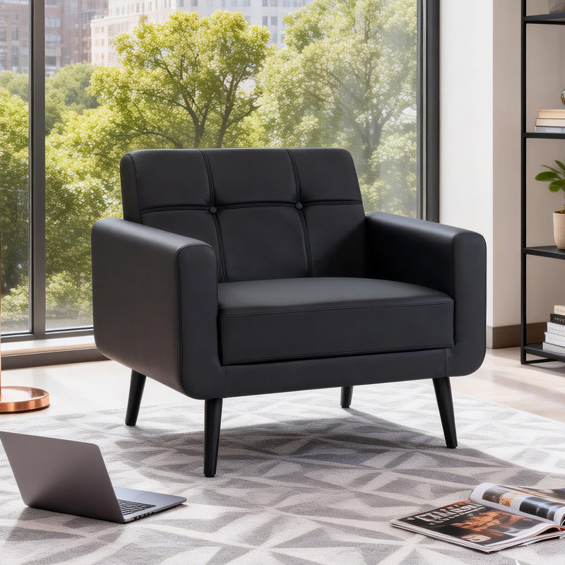 Faux Leather Accent Chair, Black