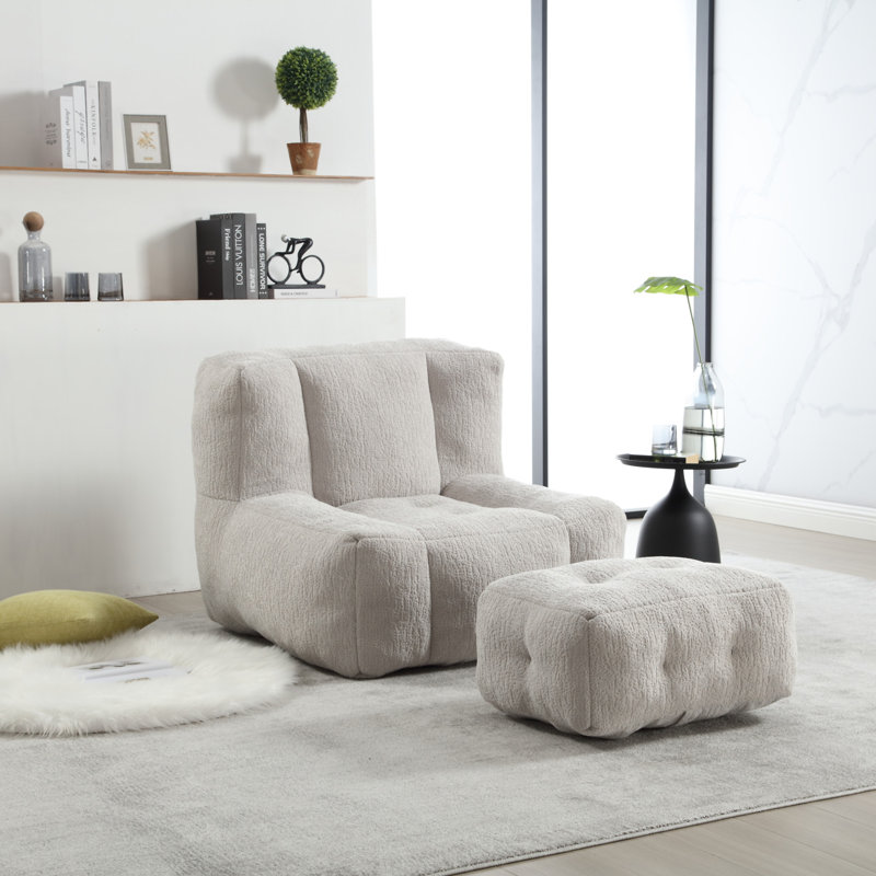 Fauteuil à billes Fluffy, Velours gris