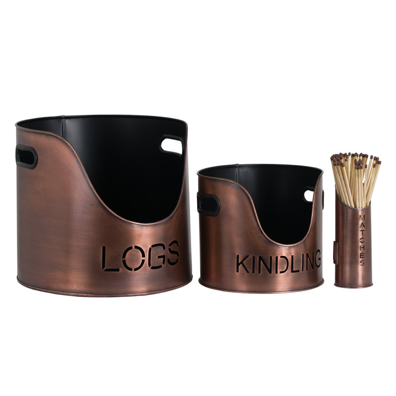 Mcgarity Metal Fireplace Tool Set, Copper