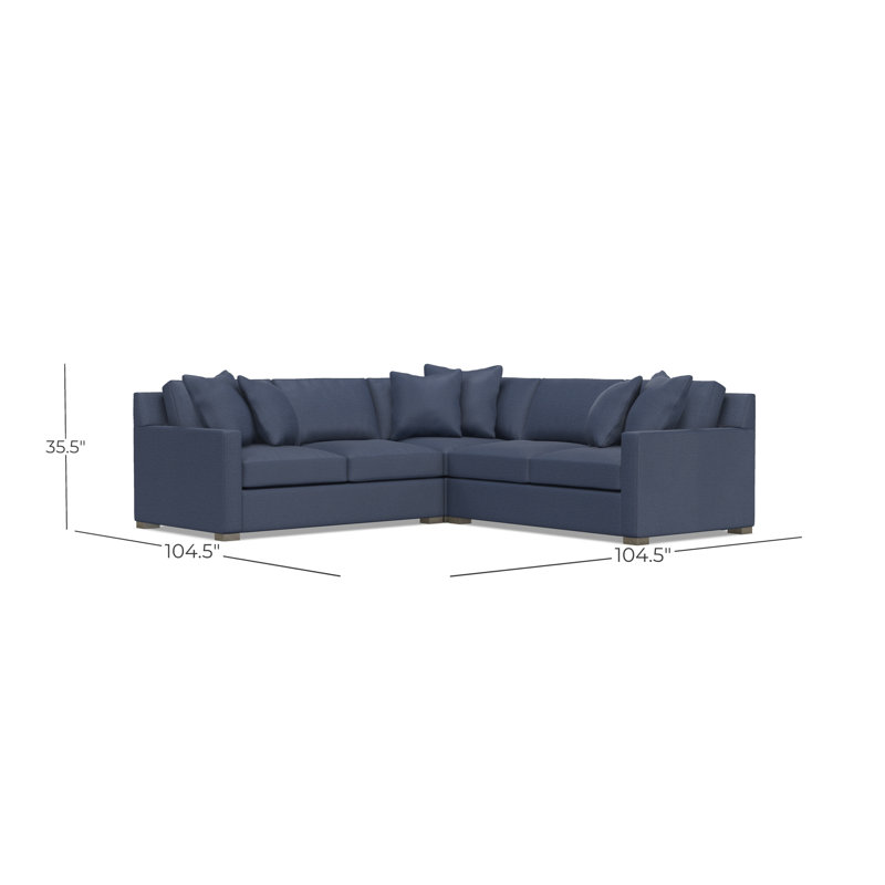 Kelsey Sectional, Blue Polyester, 35.5" H x 104.5" W x 104.5" D