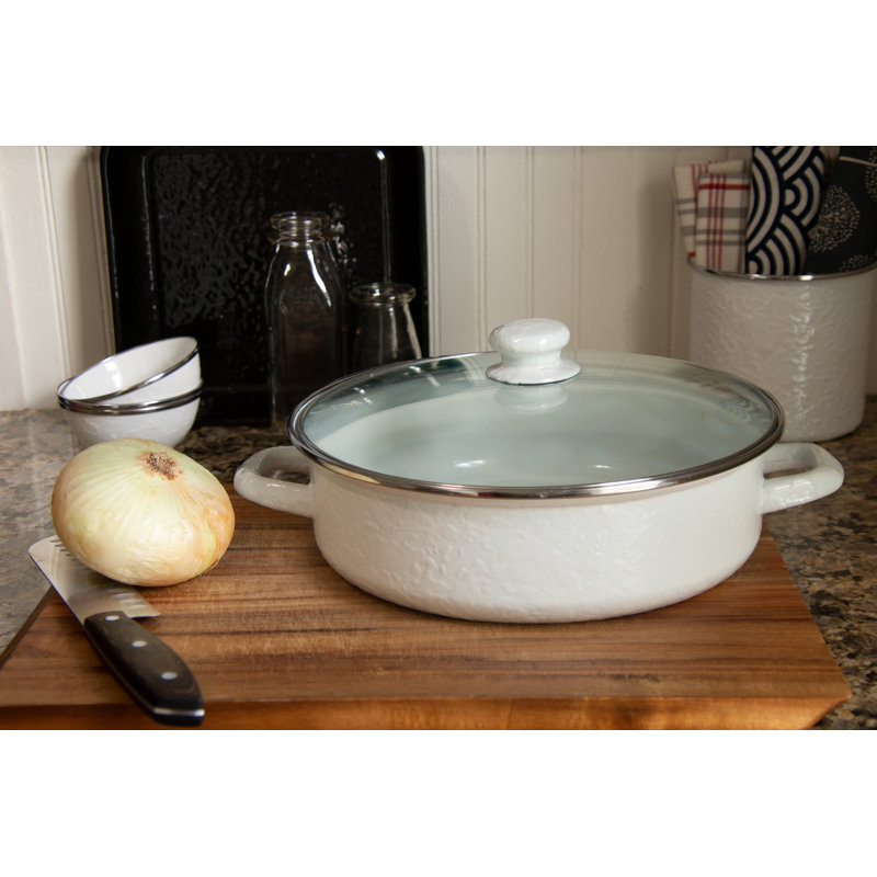 Solid White Small Saute Pan, 5 qt., Solid White Textured