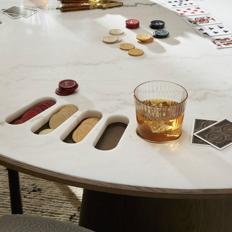 Skye Four Hands 51.25'' 4 - Player Oak Foldable Poker Table, White/Brown