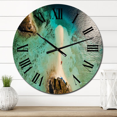 Vue aérienne de l'eau turquoise sur Beahc - horloge murale nautique et côtière
