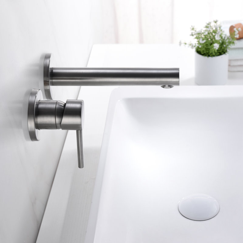 Bathroom Sink Faucet, Ssingle Handle Wall Mount Lavatory Faucet, Bathroom Vanity Faucet With Brass Rough-in Valve with Left-Handed