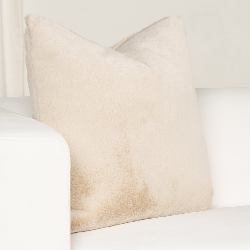 Plush Flufftail Throw Pillow, Square 16", Cream, Polyester