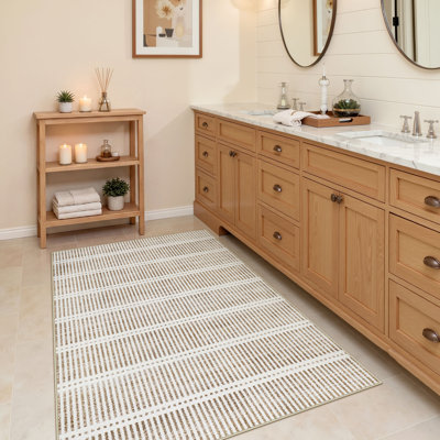 Ultra Thin 3' x 5' /5' x 7' Washable Area Rugs, Modern Non-Slip Small Bedroom Kitchen Rugs, Striped Farmhouse Soft Indoor Carpet, Oeko-Tex Certified