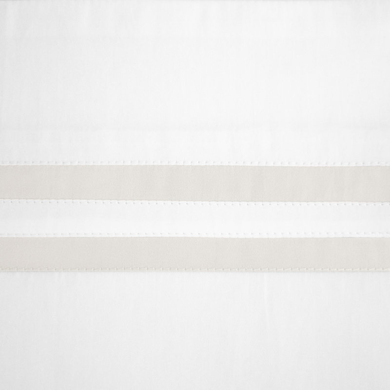Ribbons Sateen Sheet Set, White/Oyster, Twin