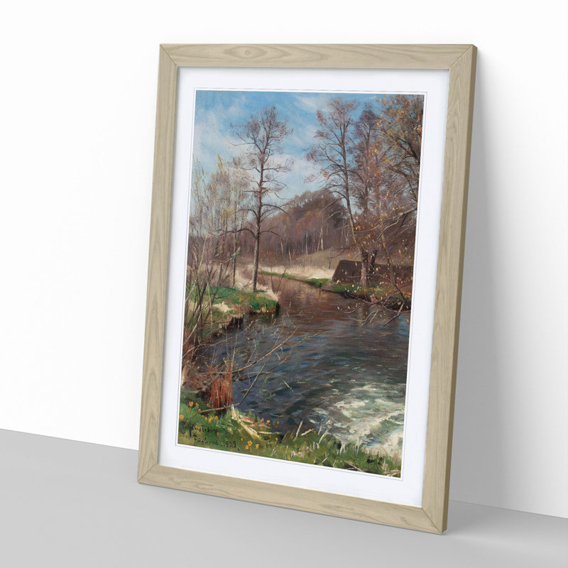 River Landscape - Picture Frame Graphic Art, Oak Framed, 90cm H x 65cm W x 2cm D