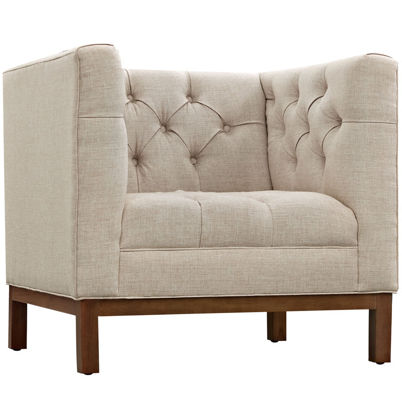 Modway Panache Mid Century Fabric Armchair, Beige Polyester Blend