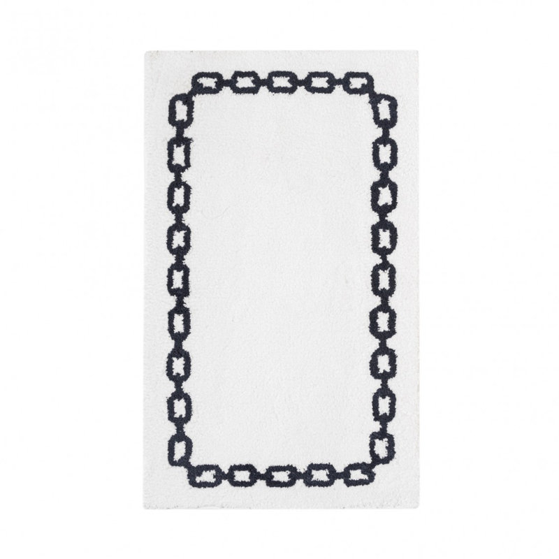 Arcadia Bath Rug, 28" W x 47" L, White/Oxford
