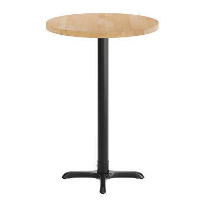 Round Solid Wood Commercial Tabletop with Bar Height X-Base