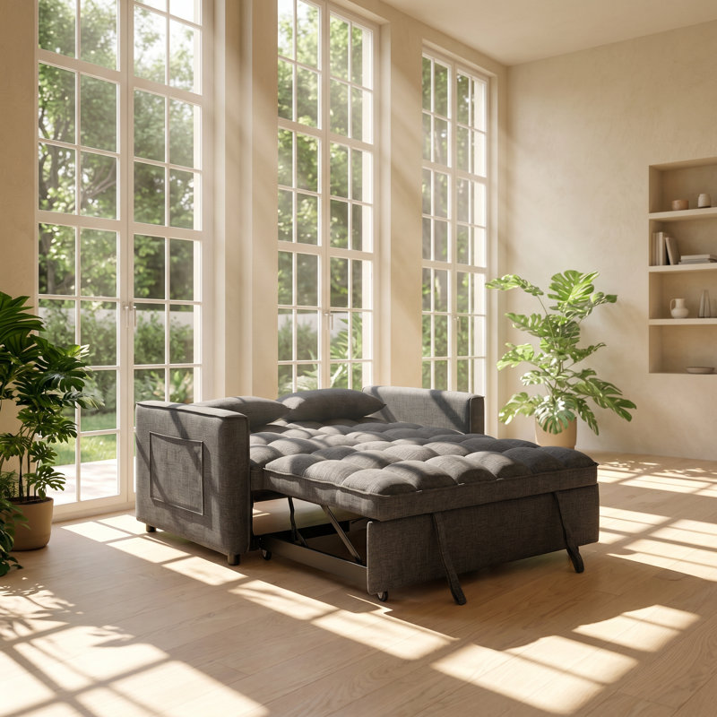 Canapé-lit convertible en polyester capitonné l 22,5 po x P 53 po x H 31,1 po Sienna