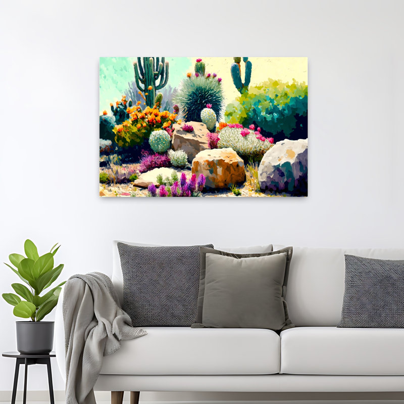Cactus jardin contemporain vibrant abstrait Cactus paysage de nature succulente