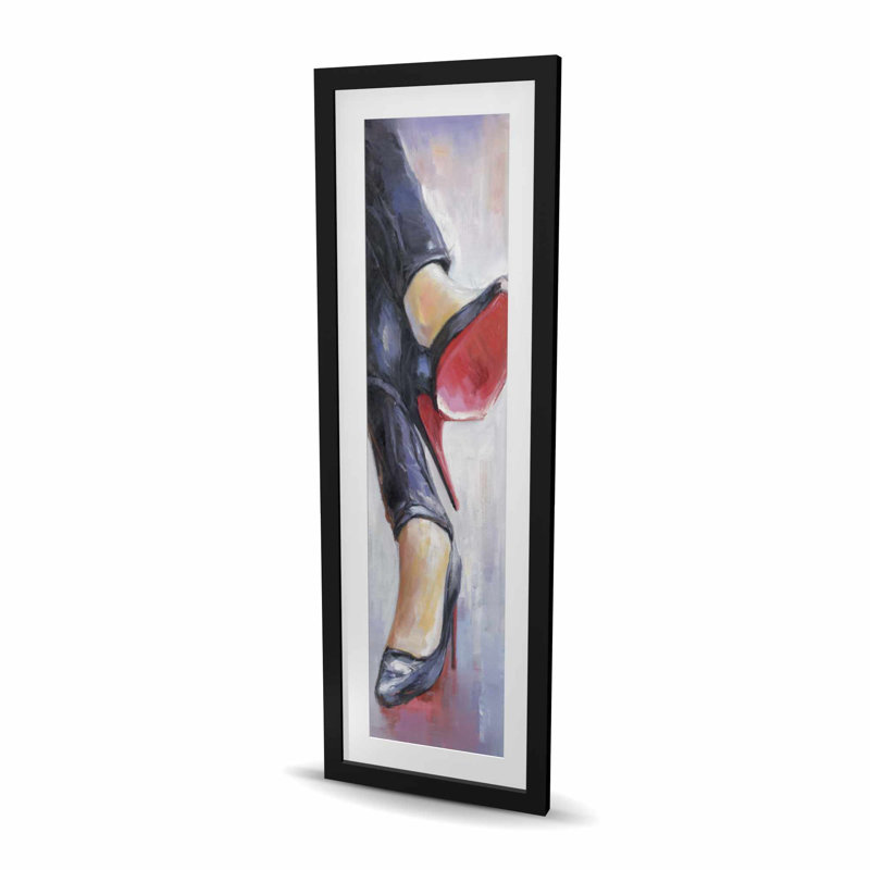 «Crossed Legs and High Heels - Blue Woman», reproduction d'art encadrée