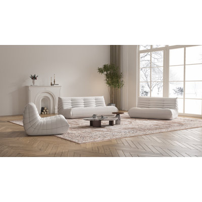 Set Of 3 Fireside Chair, Lazy Floor Sofa Couch, Corner Bean Bag Chair, Tatami Sofa, Corner Chair Sofa (Sofa&Loveseat&Chair) by Trule