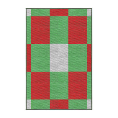 Tapis décoratif géométrique rouge/vert antoria