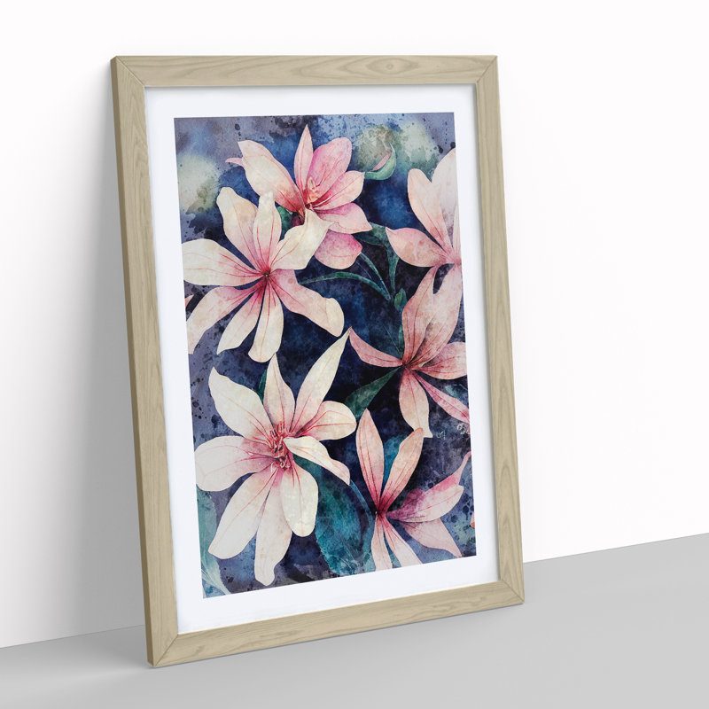 Flower No.5 - Single Picture Frame Print, 64cm H x 46cm W x 2cm D, Oak