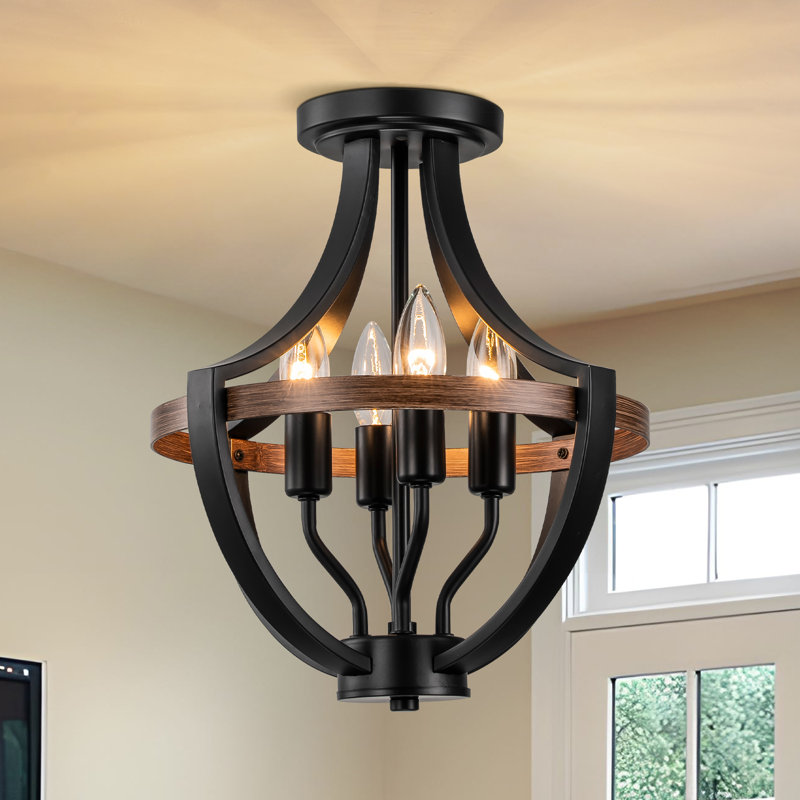 Lustre lanterne suspendu à 4 lumières à intensité variable Kimyada , Noir